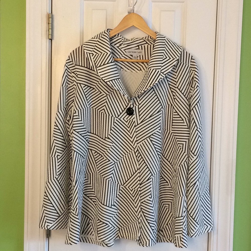 Southern Lady black/white stripe jacket NWT XL